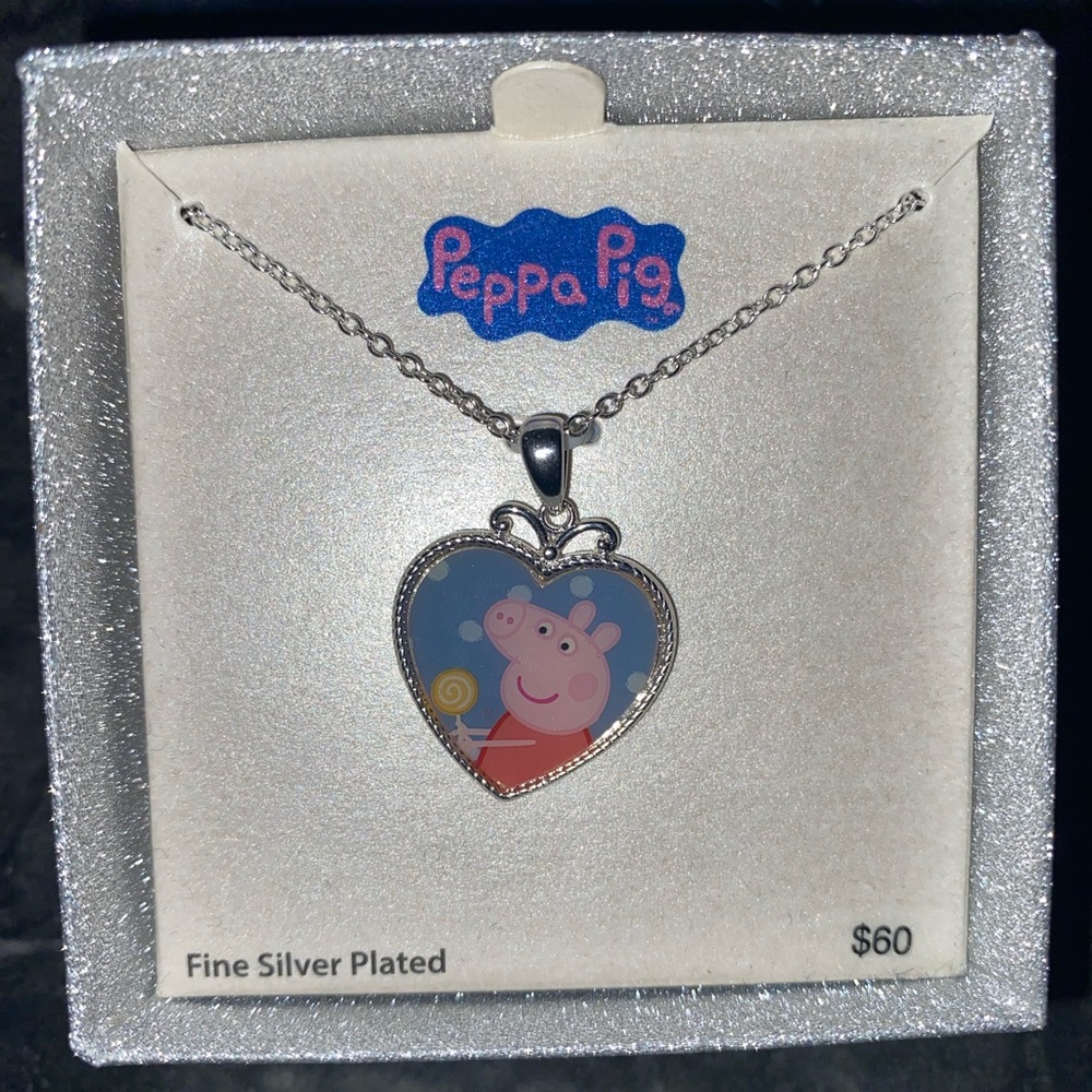 Peppa 🐽 Pig Fine Silver Plated Heart Necklace